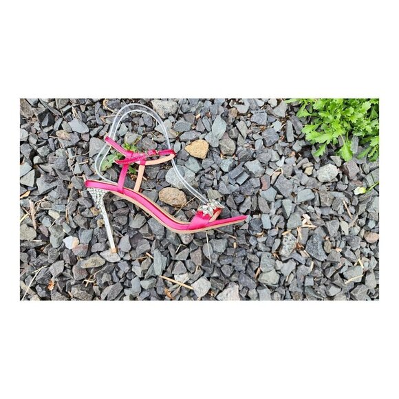 JEWEL BADGLEY MISCHKA Satin Rhinestone Ankle Strap Sandals - Picture 7 of 14